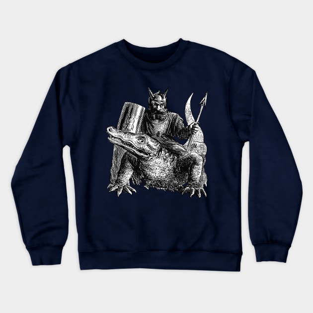 Demon Or Spirit Mounted On A Crocodile Dictionnaire Infernal Cut Out Crewneck Sweatshirt by taiche